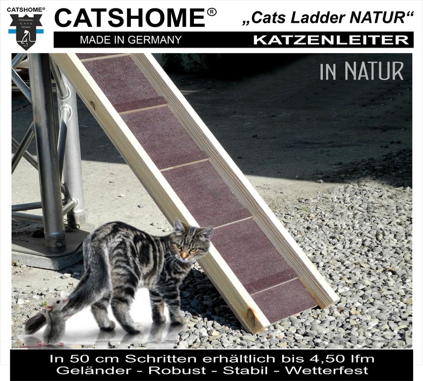 Katzentreppe Katzenleiter Cats-Ladder NATUR wetterfest 100 - 450 cm
